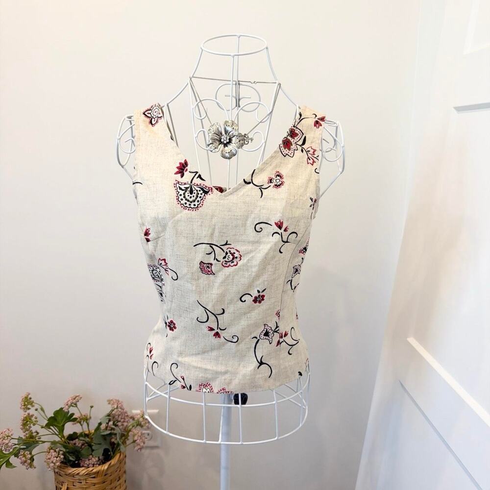The perfect vintage y2k fitted linen-style 90s tank top